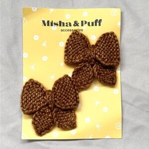 Misha And Puff Nutmeg - Knit Bow Hair Clips